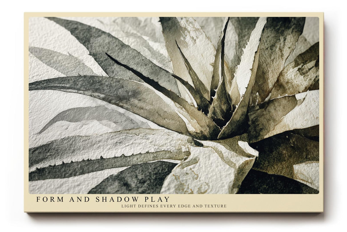 Paul Sinus Wandbild 120x80cm Pflanze Aquarell modern beige schwarz botanische Kunst Kunstdruck grosses Kunstbild elegante Wanddekoration fuer Wohnzimmer Büro Flur