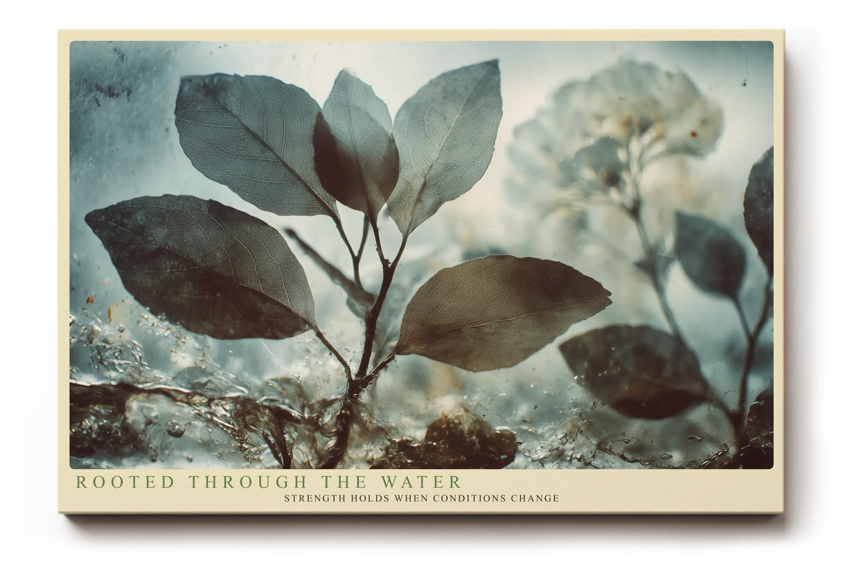 Paul Sinus Wandbild 120x80cm Pflanze im Wasser Natur Makro Fotokunst grün blau Kunstdruck ruhige botanische