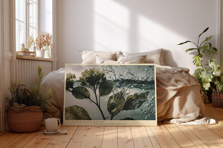 Paul Sinus Wandbild 120x80cm Pflanzenzweig im Wasser dynamische Naturfotografie frische botanische Kunst stilvolle Wanddekoration fuer Wohnzimmer Büro