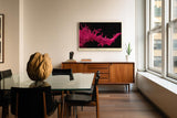 Paul Sinus Wandbild 120x80cm pinke Farbspritzer abstrakte Fotokunst dynamische Flüssigkeit moderne Kunst pink schwarz großes Kunstbild moderne Wanddekoration für Wohnzimmer Büro Atelier