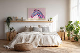 Paul Sinus Wandbild 120x80cm pinkes Pferd moderne Pop Art Tierkunst bunte Streifen Kunstdruck auffaellige Wanddekoration fuer Wohnzimmer Büro Atelier