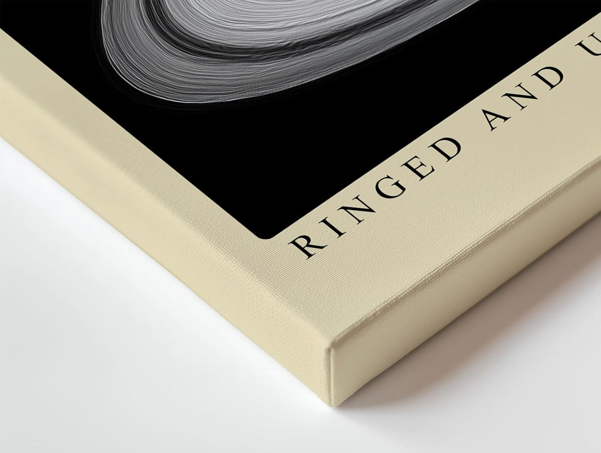 Paul Sinus Wandbild 120x80cm Planet Mit Ringen Kosmos Minimalistische Weltraum Kunst Schwarz Weiss Illustration Kunstdruck Poster Grosse Wanddekoration fuer Wohnzimmer Büro