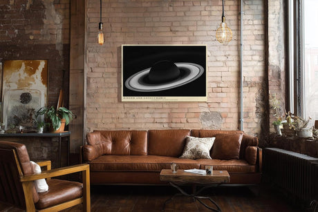 Paul Sinus Wandbild 120x80cm Planet Mit Ringen Kosmos Minimalistische Weltraum Kunst Schwarz Weiss Illustration Kunstdruck Poster Grosse Wanddekoration fuer Wohnzimmer Büro