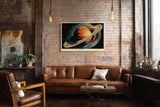 Paul Sinus Wandbild 120x80cm Planet mit Ringen Weltraum Illustration moderne Science Fiction Kunst stilvolle Wanddekoration fuer Wohnzimmer Büro