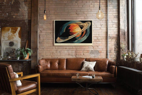 Paul Sinus Wandbild 120x80cm Planet mit Ringen Weltraum Illustration moderne Science Fiction Kunst stilvolle Wanddekoration fuer Wohnzimmer Büro
