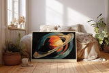 Paul Sinus Wandbild 120x80cm Planet mit Ringen Weltraum Illustration moderne Science Fiction Kunst stilvolle Wanddekoration fuer Wohnzimmer Büro