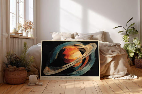Paul Sinus Wandbild 120x80cm Planet mit Ringen Weltraum Illustration moderne Science Fiction Kunst stilvolle Wanddekoration fuer Wohnzimmer Büro
