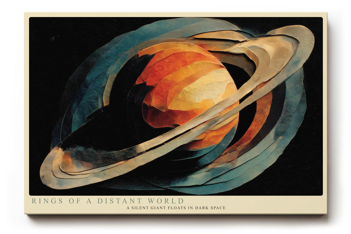 Paul Sinus Wandbild 120x80cm Planet mit Ringen Weltraum Illustration moderne Science Fiction Kunst stilvolle Wanddekoration fuer Wohnzimmer Büro