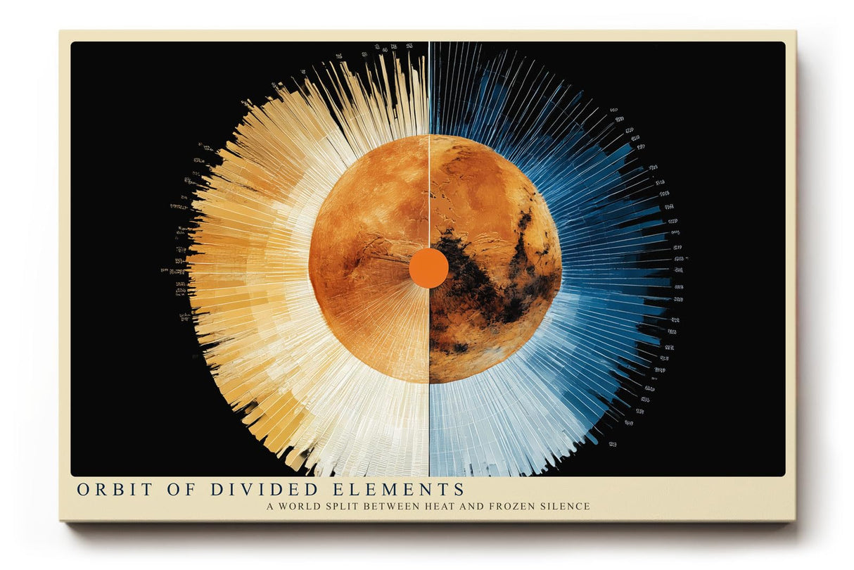Paul Sinus Wandbild 120x80cm Planetare Grafik Kunstmotiv mit Feuer und Eis moderner kosmischer Kreis