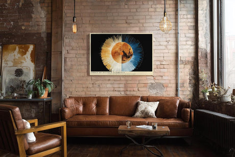 Paul Sinus Wandbild 120x80cm Planetare Grafik Kunstmotiv mit Feuer und Eis moderner kosmischer Kreis