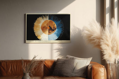 Paul Sinus Wandbild 120x80cm Planetare Grafik Kunstmotiv mit Feuer und Eis moderner kosmischer Kreis