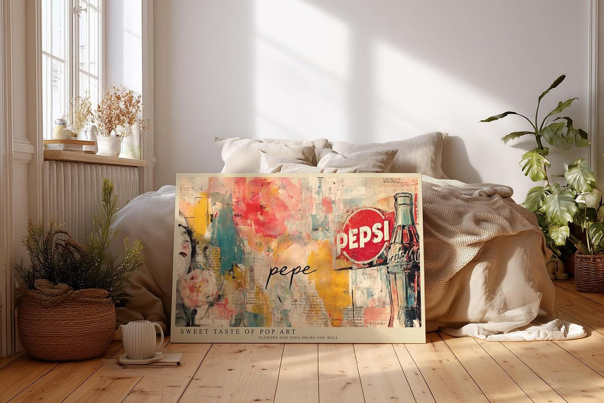 Paul Sinus Wandbild 120x80cm Pop Art Collage Retro Werbung und Blumen Moderne Bunte Kunst Wanddekoration