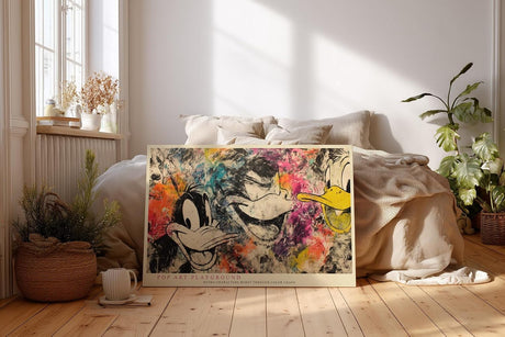 Paul Sinus Wandbild 120x80cm Pop Art Ente Cartoon bunt moderne Street Art Illustration Kunstdruck grosses Wandbild 120x80cm kreative Wanddekoration fuer Wohnzimmer Jugendzimmer Büro