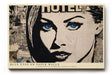 Paul Sinus Wandbild 120x80cm Pop Art Frauenportrait Collage Kunstmotiv Modernes Gesicht mit blauen Augen und grafischer Struktur