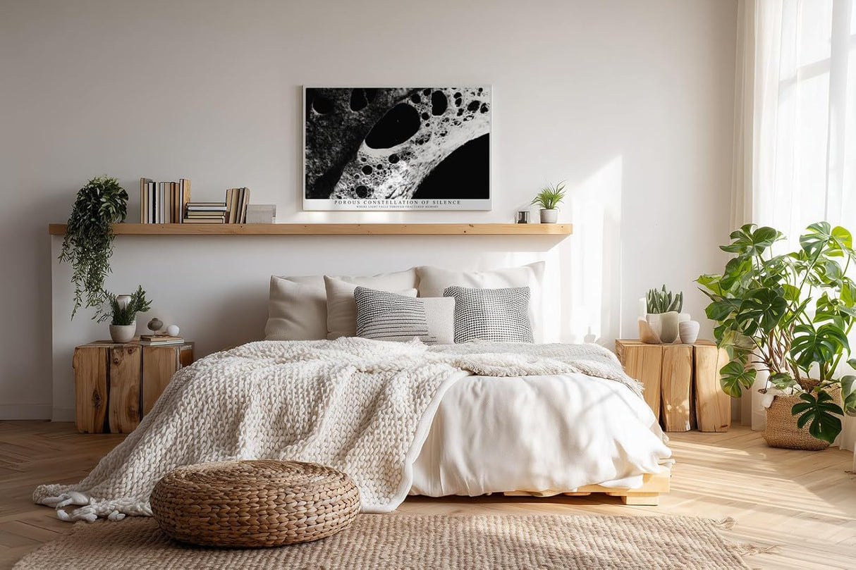 Paul Sinus Wandbild 120x80cm Porous Constellation of Silence Abstrakte Schwarz Weiss Struktur Kunst Modernes Design Wandbild 120x80cm