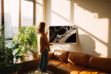 Paul Sinus Wandbild 120x80cm Porous Constellation of Silence Abstrakte Schwarz Weiss Struktur Kunst Modernes Design Wandbild 120x80cm