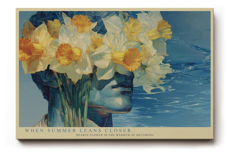 Paul Sinus Wandbild 120x80cm Portrait mit Narzissen Surreale Blumen Kunst Moderne Illustration mit floraler Komposition
