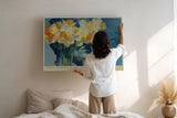 Paul Sinus Wandbild 120x80cm Portrait mit Narzissen Surreale Blumen Kunst Moderne Illustration mit floraler Komposition