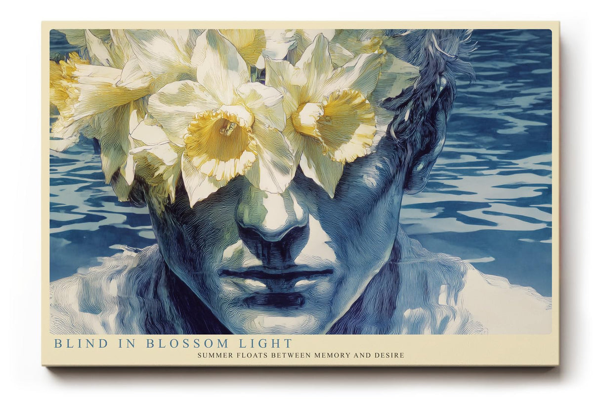 Paul Sinus Wandbild 120x80cm Portrait mit Narzissen Surreale Blumen Kunst Moderne Naturkomposition mit ruhiger Atmosphaere