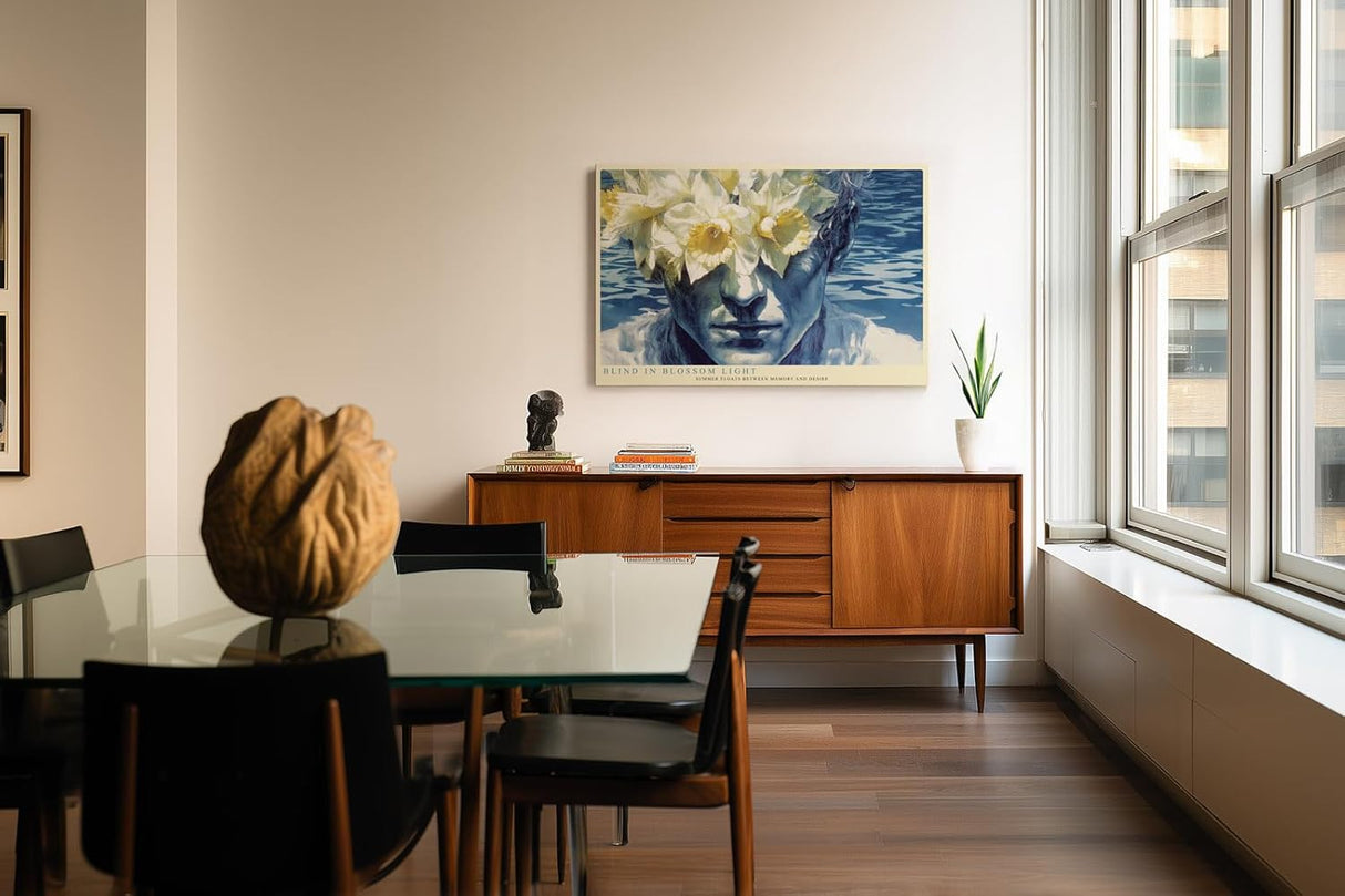 Paul Sinus Wandbild 120x80cm Portrait mit Narzissen Surreale Blumen Kunst Moderne Naturkomposition mit ruhiger Atmosphaere