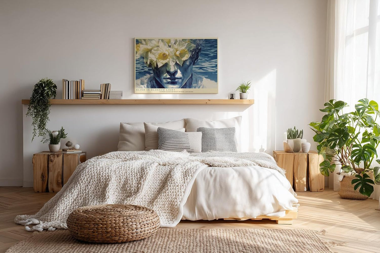 Paul Sinus Wandbild 120x80cm Portrait mit Narzissen Surreale Blumen Kunst Moderne Naturkomposition mit ruhiger Atmosphaere
