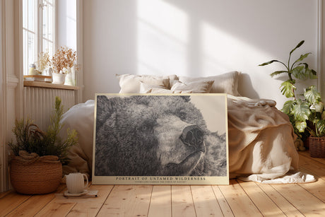 Paul Sinus Wandbild Portrait of Untamed Wilderness kraftvolles Tiermotiv mit Bärenporträt in natürlicher Linienzeichnung