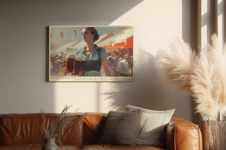 Paul Sinus Wandbild 120x80cm Prost from the Heart of Bavaria Oktoberfest Szene mit Bierkrügen Kunst Poster für Wohnzimmer Küche Bar