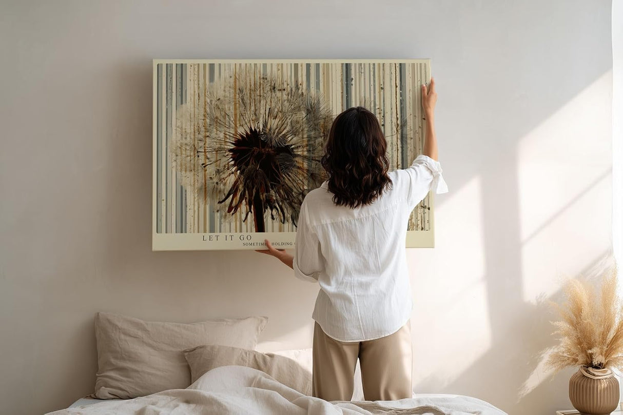 Paul Sinus Wandbild 120x80cm Pusteblume abstrakte Natur Illustration mit Linienstruktur modernes botanisches Kunstbild stilvolle
