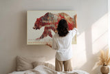 Paul Sinus Wandbild 120x80cm Raw Strength Unbound Abstrakter Baer mit USA Flagge Moderne Tier Kunst fuer Wohnzimmer Büro und Loft