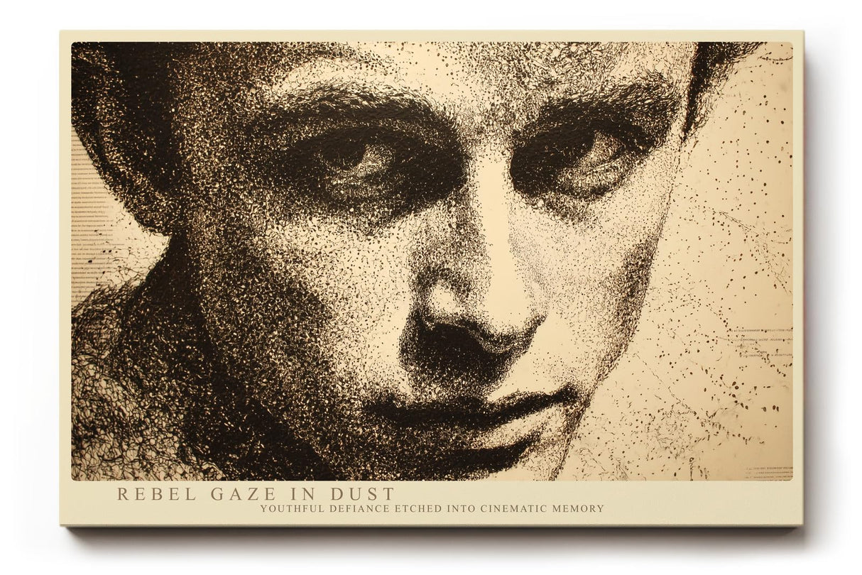Paul Sinus Wandbild 120x80cm Rebel Gaze in Dust modernes Portrait in Punkttechnik Kunst Poster für Wohnzimmer Büro Studio