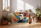 Paul Sinus Wandbild 120x80cm Rebellisches Portrait Pop Art Stil in Rot Blau Gelb Moderne Wanddekoration