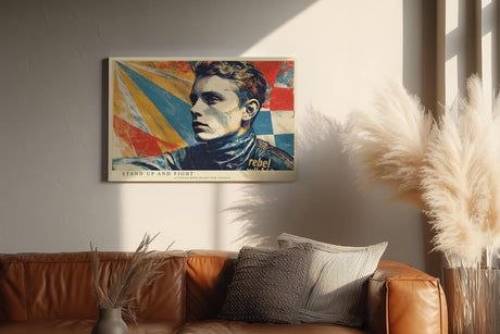 Paul Sinus Wandbild 120x80cm Rebellisches Portrait Pop Art Stil in Rot Blau Gelb Moderne Wanddekoration
