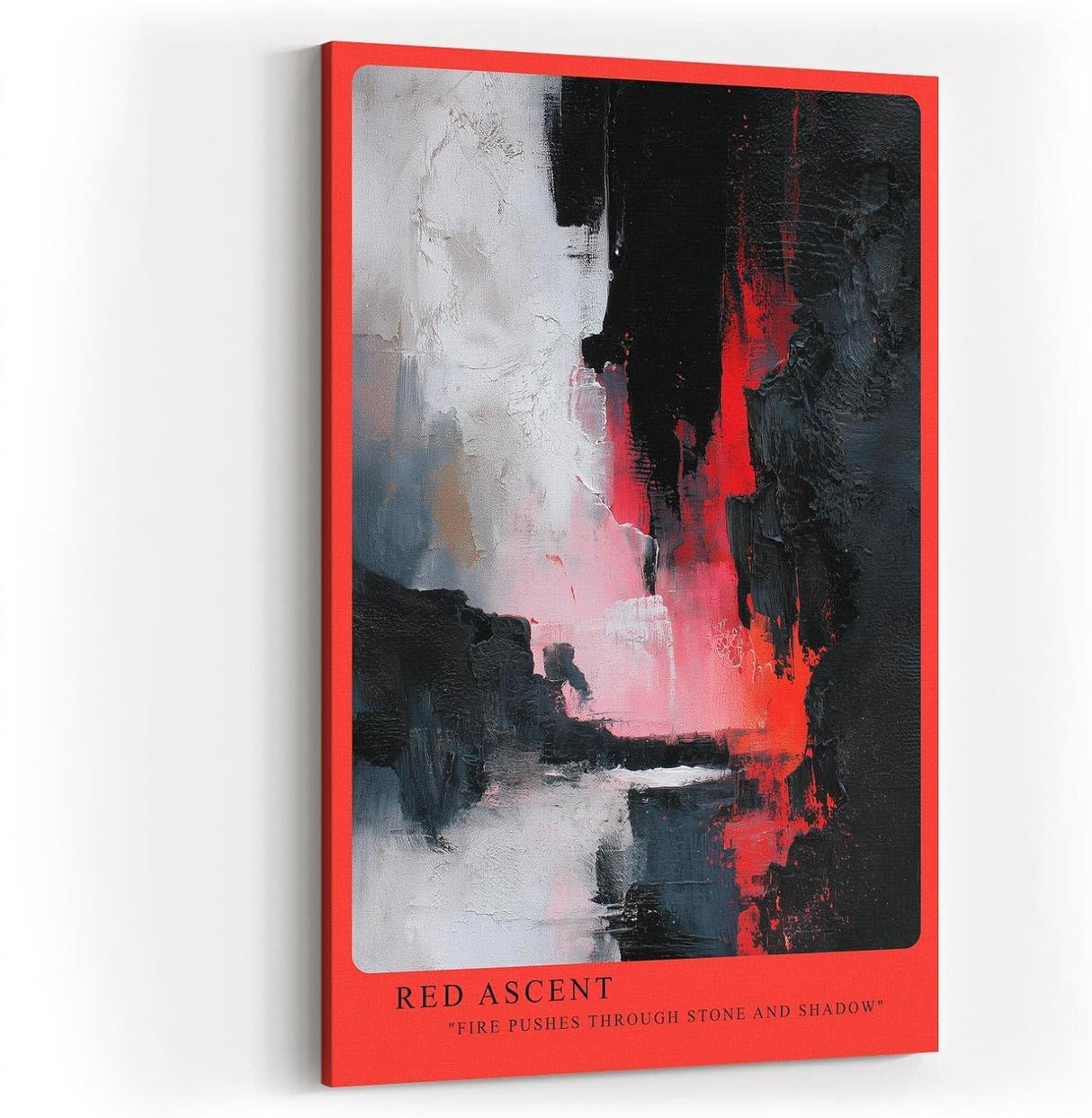 Paul Sinus Wandbild in 40x60cm Red Ascent – Abstraktes Kunstwerk mit intensivem Rot zwischen Schwarz und Weiß