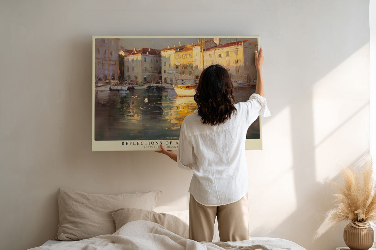 Paul Sinus Wandbild Reflections of a Peaceful Haven Harbor Serenity in Sunlit Impressionism