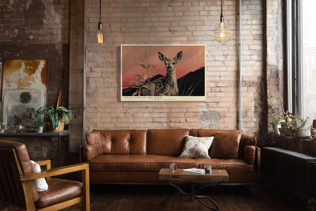 Paul Sinus Wandbild 120x80cm Reh in ruhiger Landschaft – Naturmotiv mit warmem Abendhimmel und stiller Atmosphäre