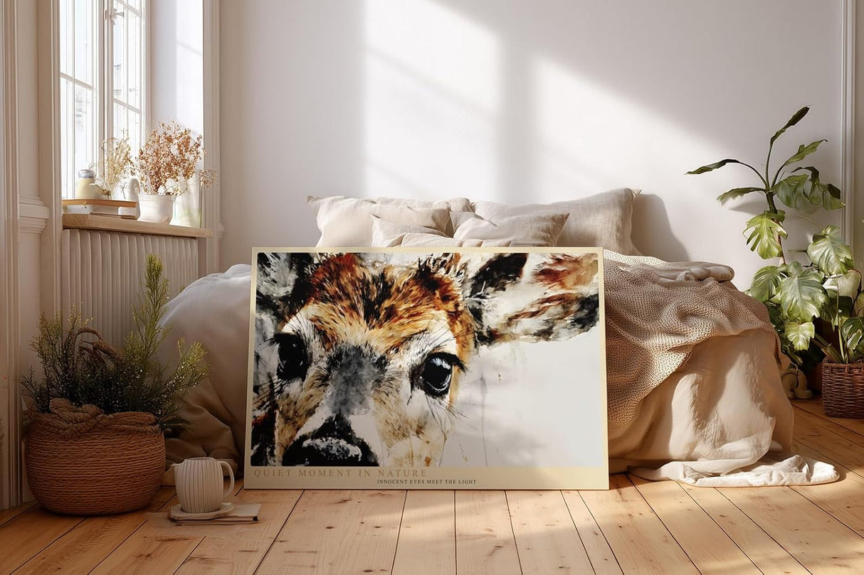 Paul Sinus Wandbild 120x80cm Reh Portraet moderne Tierkunst expressive Malerei Waldtier Kunstbild stilvolle Wanddekoration fuer Wohnzimmer Büro