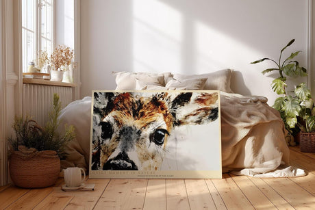 Paul Sinus Wandbild 120x80cm Reh Portraet moderne Tierkunst expressive Malerei Waldtier Kunstbild stilvolle Wanddekoration fuer Wohnzimmer Büro