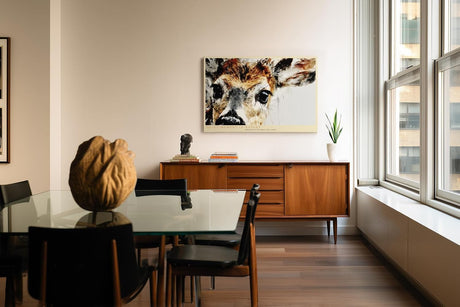 Paul Sinus Wandbild 120x80cm Reh Portraet moderne Tierkunst expressive Malerei Waldtier Kunstbild stilvolle Wanddekoration fuer Wohnzimmer Büro