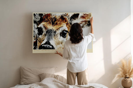 Paul Sinus Wandbild 120x80cm Reh Portraet moderne Tierkunst expressive Malerei Waldtier Kunstbild stilvolle Wanddekoration fuer Wohnzimmer Büro