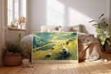 Paul Sinus Wandbild 120x80cm Reisfelder Vietnam Landschaft Kunst in Grün und Gold für Wohnzimmer Büro und Atelier