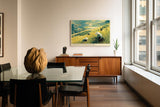 Paul Sinus Wandbild 120x80cm Reisfelder Vietnam Landschaft Kunst in Grün und Gold für Wohnzimmer Büro und Atelier