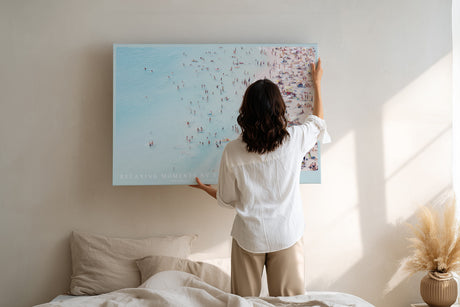 Paul Sinus Wandbild Relaxing Moments by the Sea Aerial Beach View in Soft Pastel Serenity