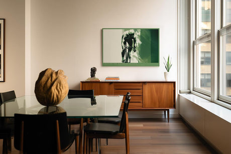 Paul Sinus Wandbild 120x80cm Rennradfahrer in Bewegung moderne Radsport Kunst mit dynamischer Illustration