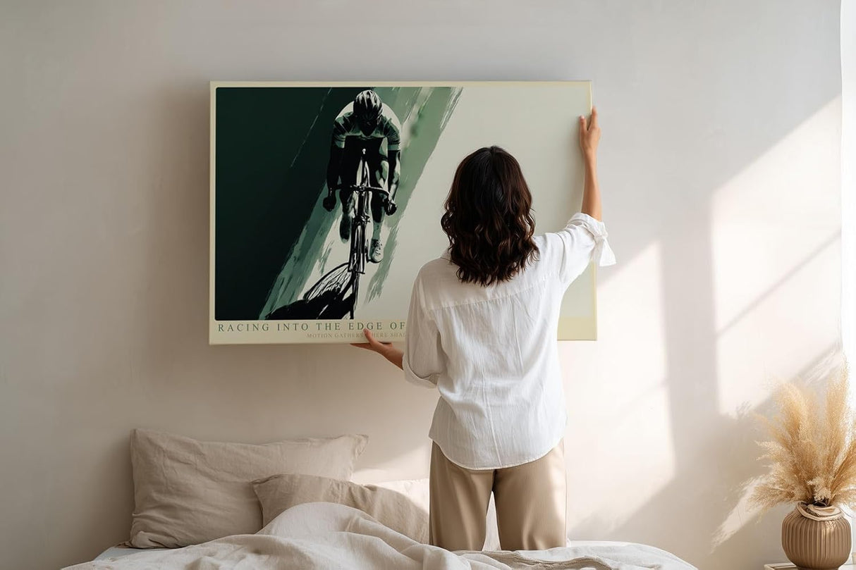 Paul Sinus Wandbild 120x80cm Rennradfahrer von oben moderne Sportkunst mit dynamischer Bewegung