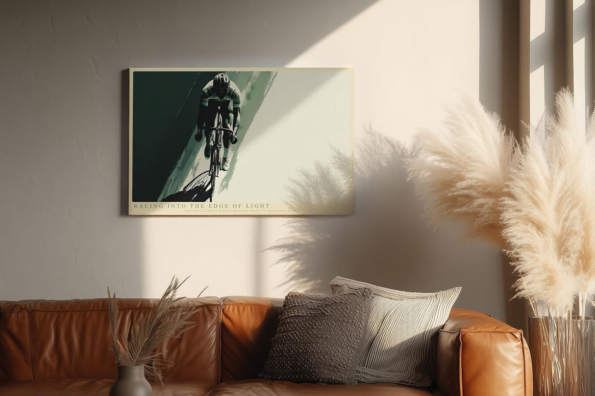 Paul Sinus Wandbild 120x80cm Rennradfahrer von oben moderne Sportkunst mit dynamischer Bewegung