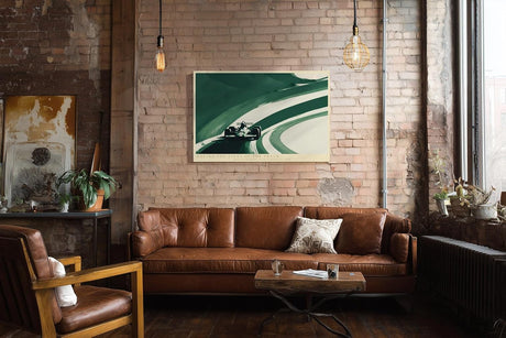 Paul Sinus Wandbild 120x80cm Rennwagen auf kurviger Rennstrecke moderne Motorsport Kunst mit dynamischer Bewegung