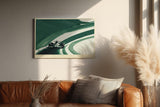 Paul Sinus Wandbild 120x80cm Rennwagen auf kurviger Rennstrecke moderne Motorsport Kunst mit dynamischer Bewegung