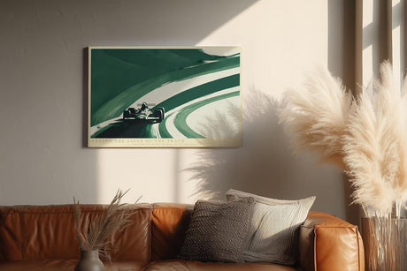 Paul Sinus Wandbild 120x80cm Rennwagen auf kurviger Rennstrecke moderne Motorsport Kunst mit dynamischer Bewegung