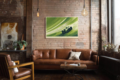 Paul Sinus Wandbild 120x80cm Rennwagen auf Rennstrecke moderne Motorsport Kunst mit dynamischer Bewegung