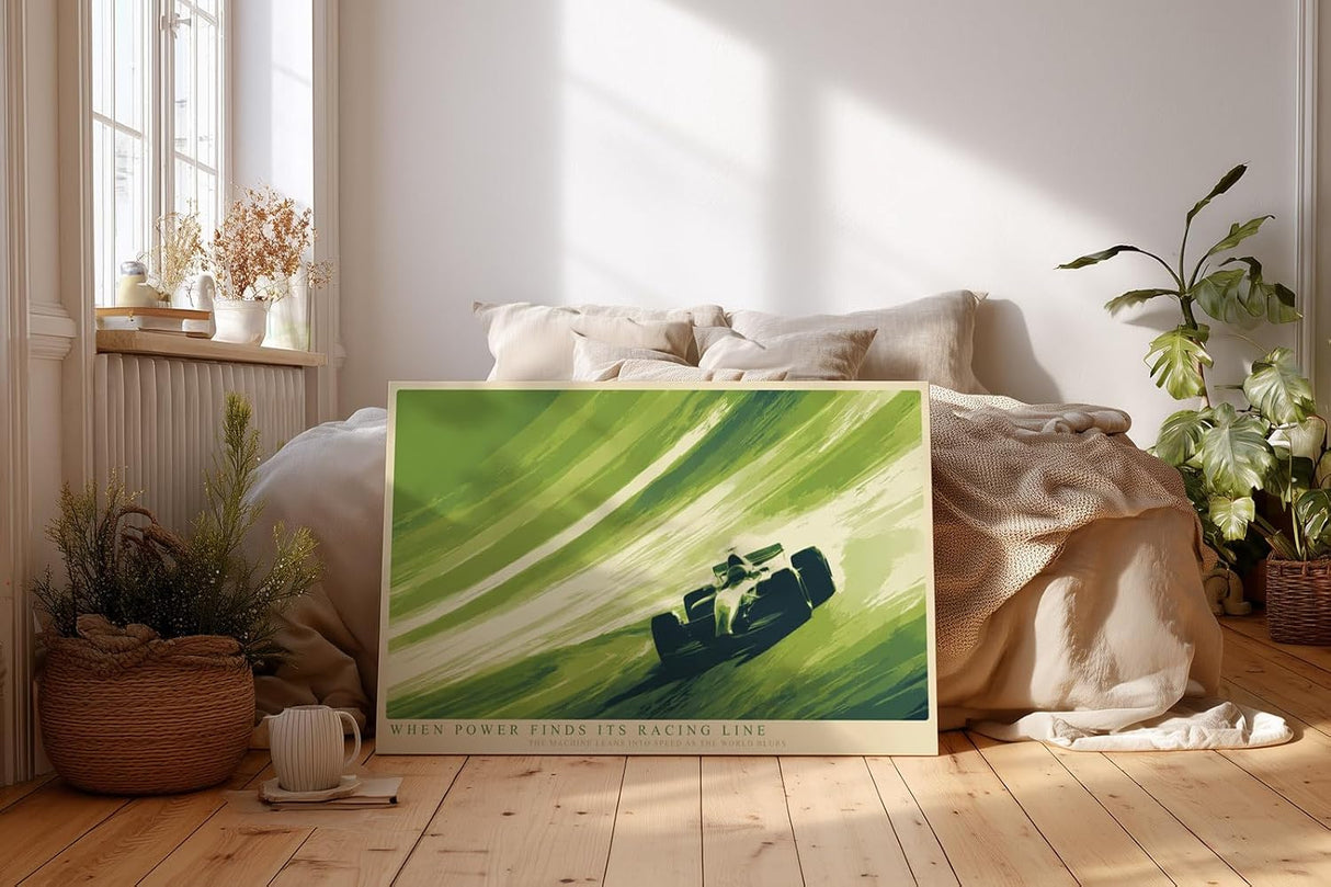 Paul Sinus Wandbild 120x80cm Rennwagen auf Rennstrecke moderne Motorsport Kunst mit dynamischer Bewegung